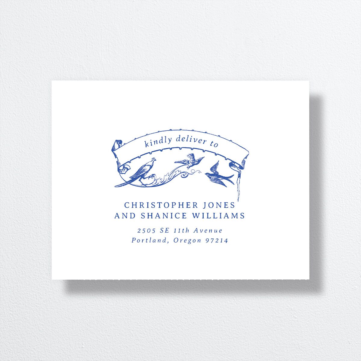 Vintage Toile All-in-One Wedding Invitations Sapphire Signature Light Both Recipient and Return Addresses No