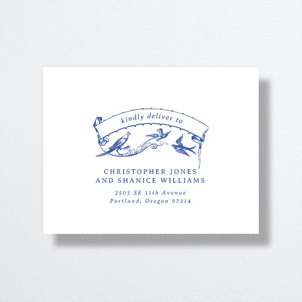 Vintage Toile All-in-One Wedding Invitations Sapphire Signature Light Both Recipient and Return Addresses No