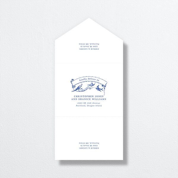 Vintage Toile All-in-One Wedding Invitations Sapphire Signature Light Both Recipient and Return Addresses No