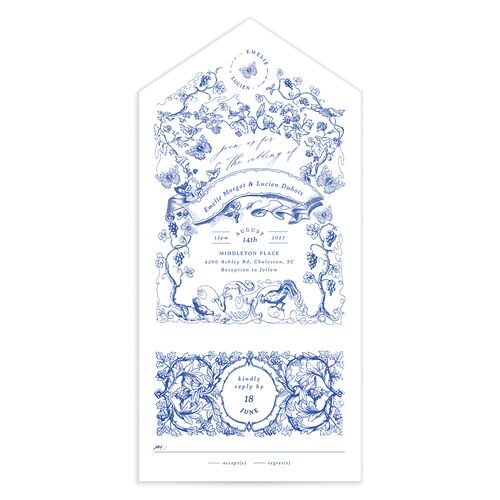 Vintage Toile All-in-One Wedding Invitations