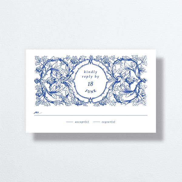 Vintage Toile All-in-One Wedding Invitations Sapphire Signature Light Both Recipient and Return Addresses No