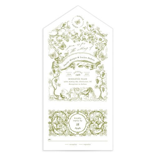 Vintage Toile All-in-One Wedding Invitations - 