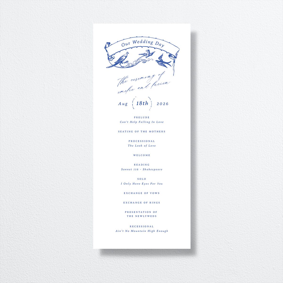 Vintage Toile Wedding Programs Sapphire Signature