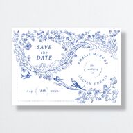 Vintage Toile Save The Date Cards Sapphire Signature smooth No Standard