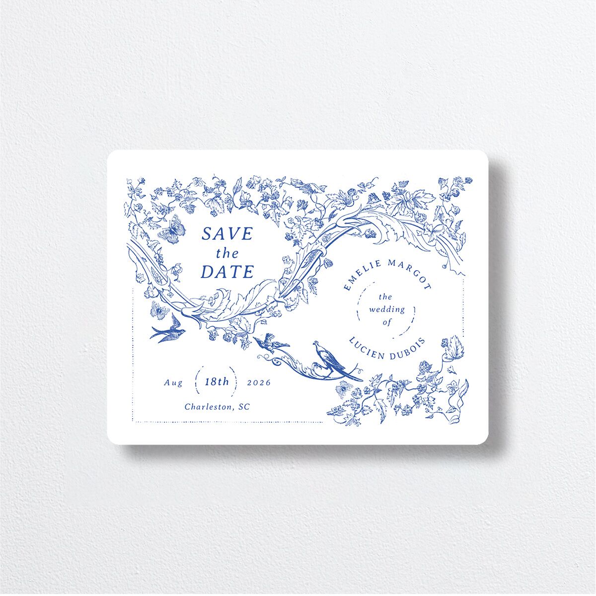 Vintage Toile Save The Date Magnets Sapphire Magnet Paper