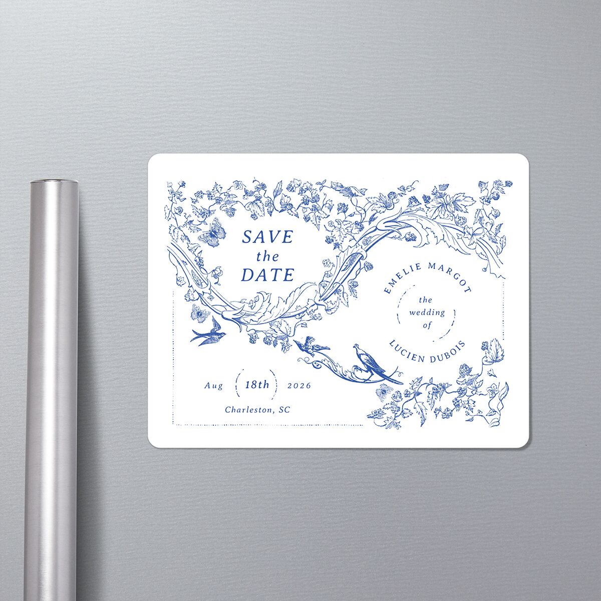 Vintage Toile Save The Date Magnets Sapphire Magnet Paper