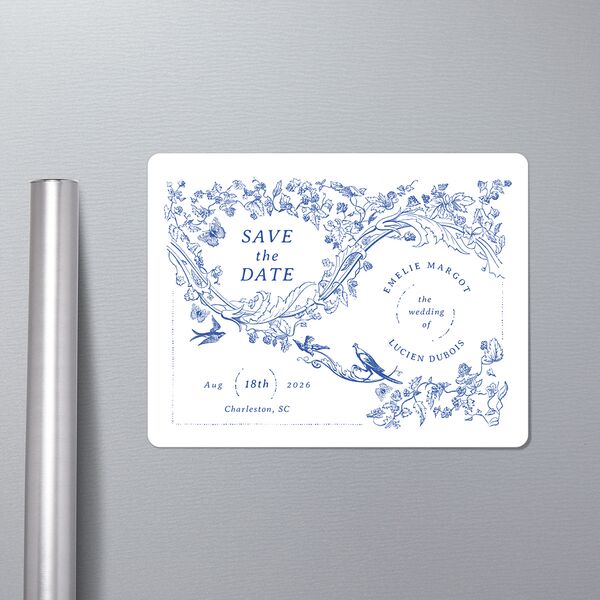 Vintage Toile Save The Date Magnets Sapphire Magnet Paper