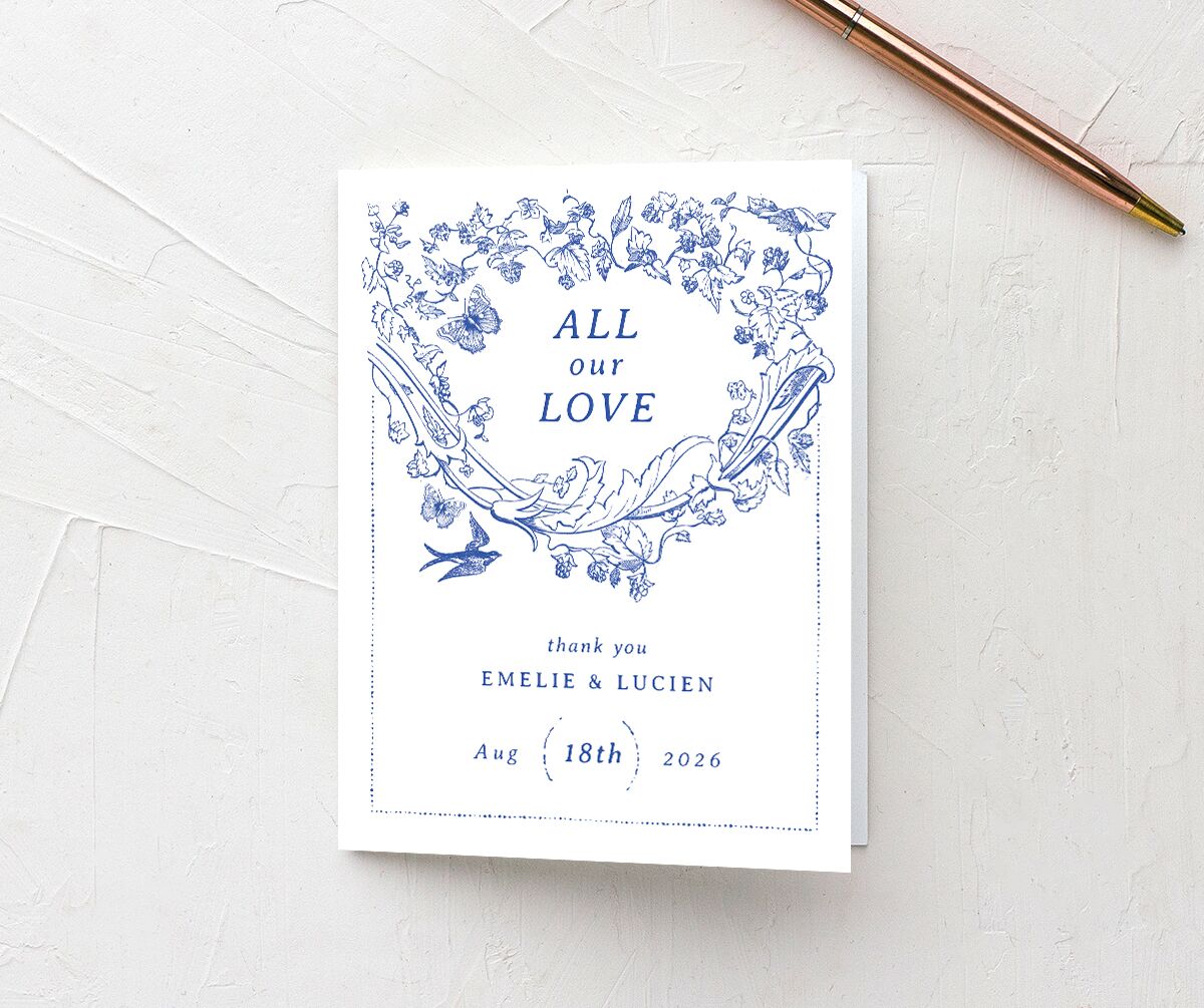 Vintage Toile Thank You Cards Sapphire