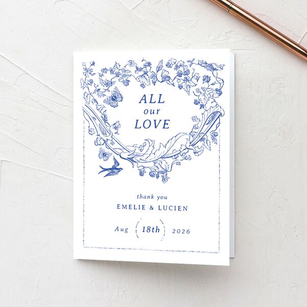 Vintage Toile Thank You Cards Sapphire