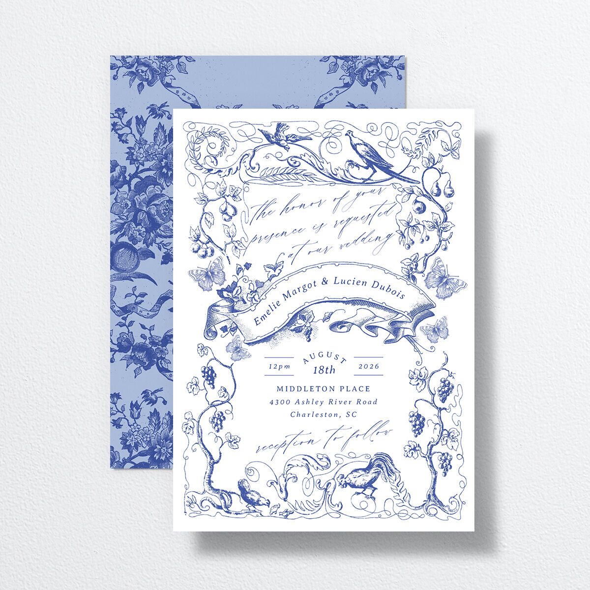 Vintage Toile Wedding Invitations Sapphire Signature No Standard