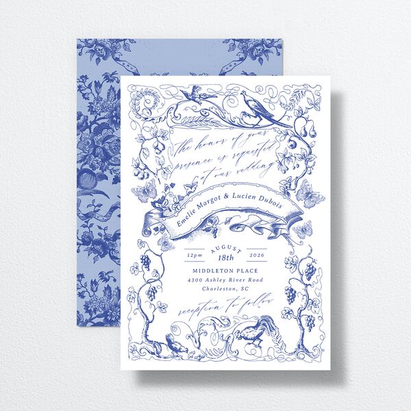 Vintage Toile Wedding Invitations Sapphire Signature No Standard