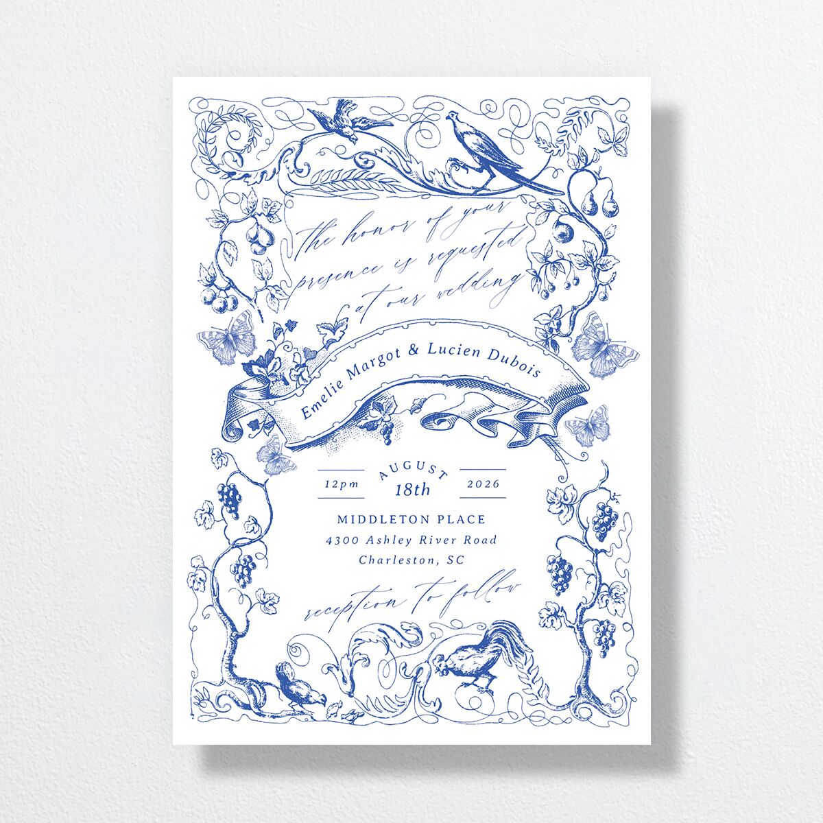 Vintage Toile Wedding Invitations Sapphire Signature No Standard