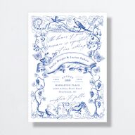 Vintage Toile Wedding Invitations Sapphire Signature No Standard
