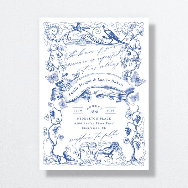 Vintage Toile Wedding Invitations Sapphire Signature No Standard