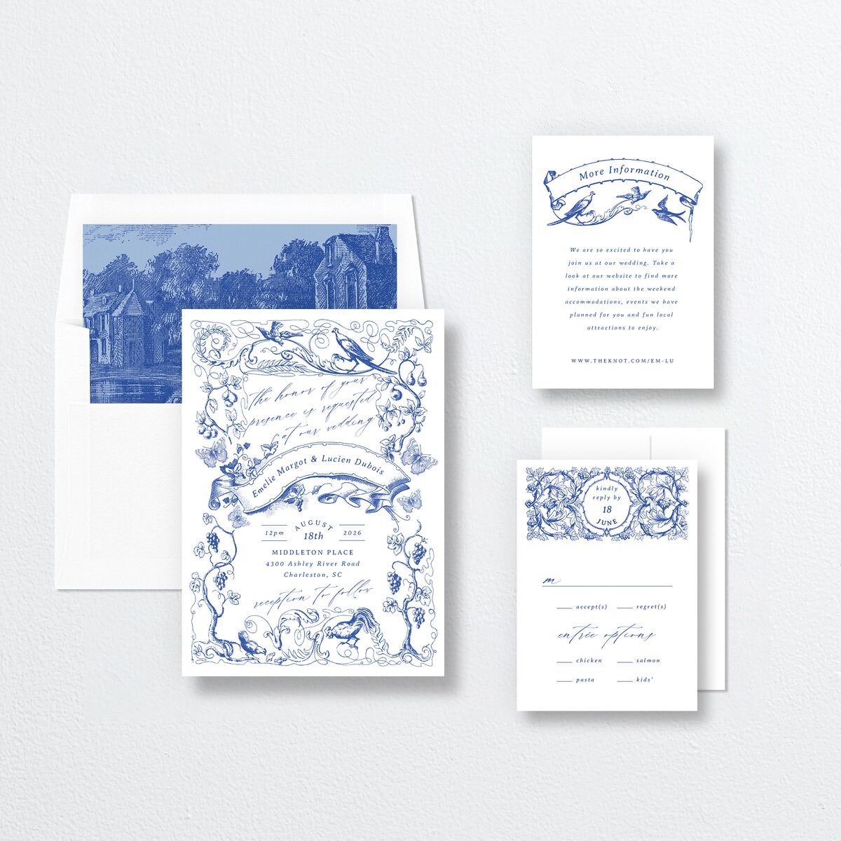 Vintage Toile Wedding Invitations Sapphire Signature No Standard