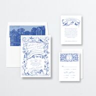 Vintage Toile Wedding Invitations Sapphire Signature No Standard