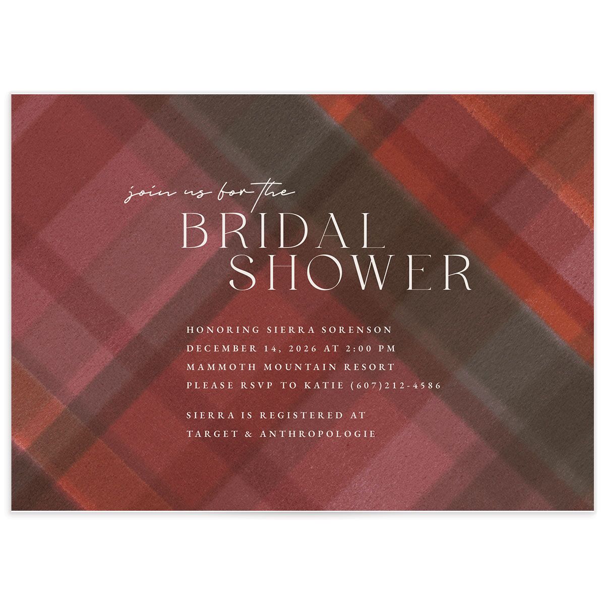 Forest Flannel Bridal Shower Invitations
