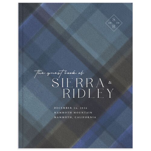 Forest Flannel Wedding Guest Book Dark Navy