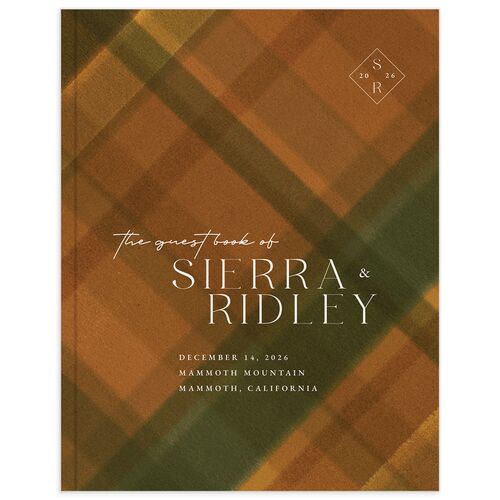 Forest Flannel Wedding Guest Book Umber