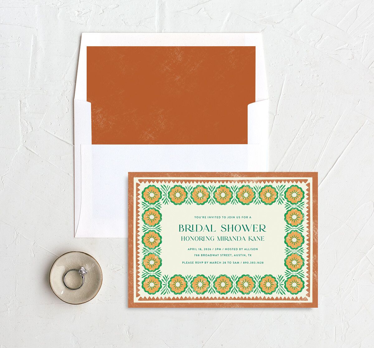 Boho Frame Bridal Shower Invitations Ultramarine Signature