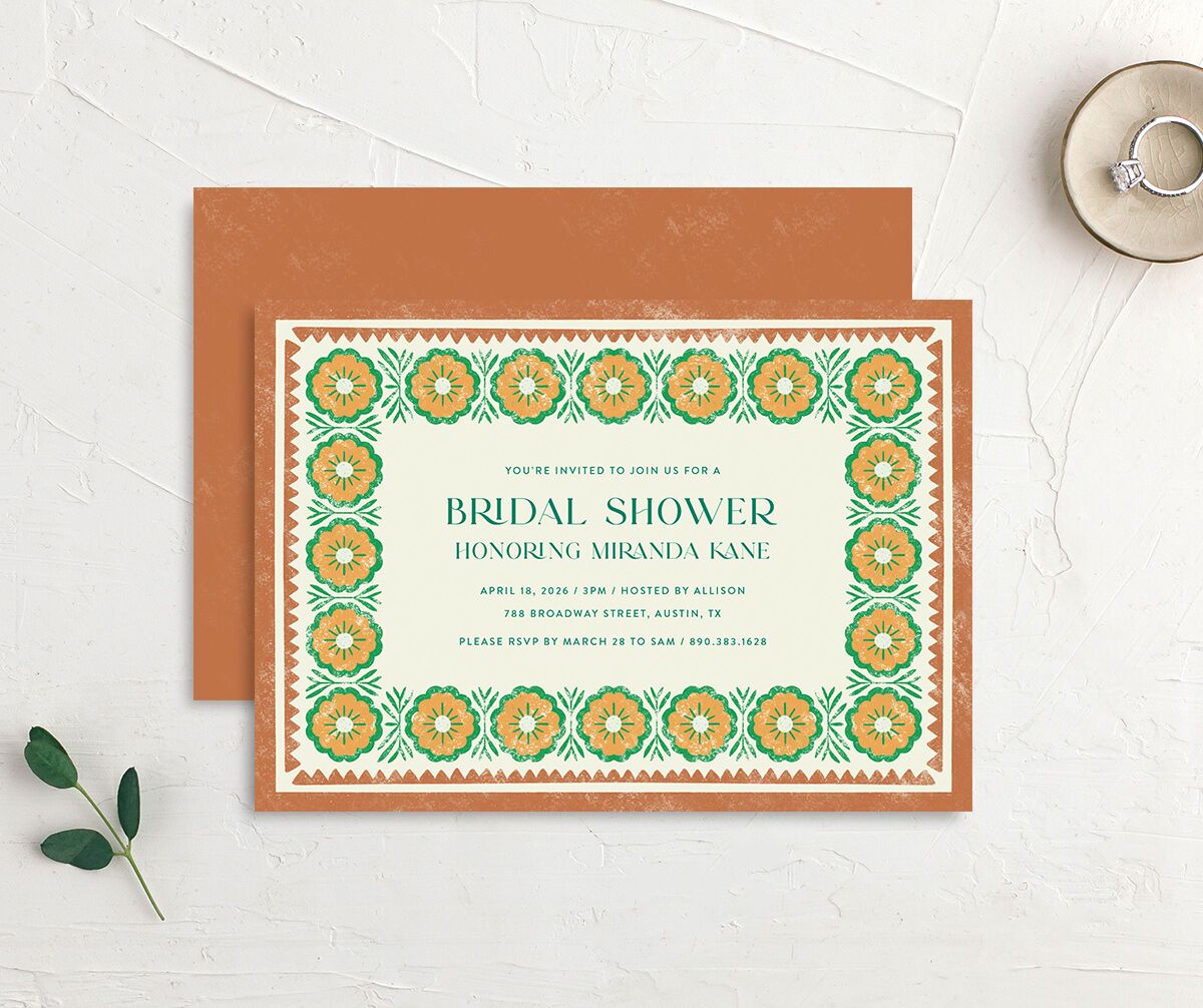 Boho Frame Bridal Shower Invitations Ultramarine Signature