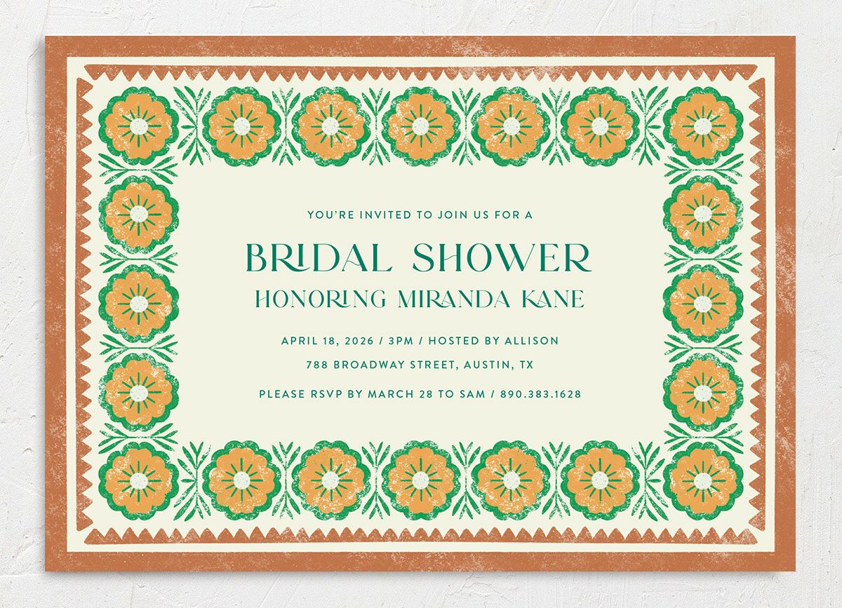 Boho Frame Bridal Shower Invitations Ultramarine Signature