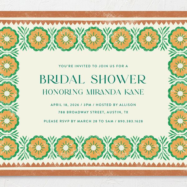 Boho Frame Bridal Shower Invitations Ultramarine Signature