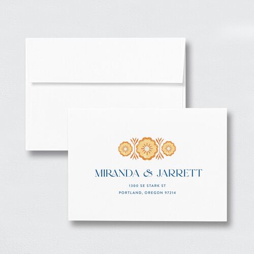 Boho Frame Wedding Response Card Standard Envelopes White Standard Sapphire Return Address Signature