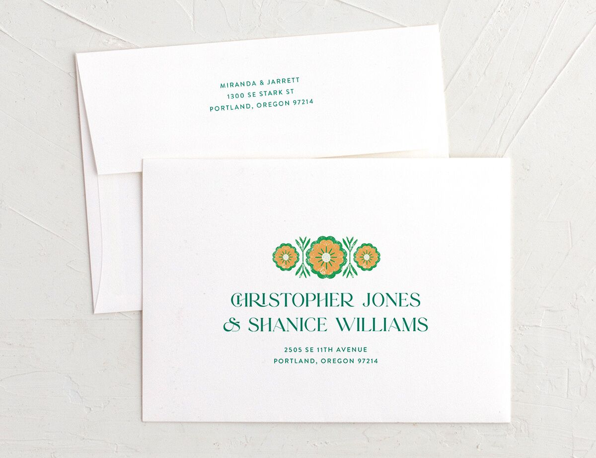 Boho Frame Thank You Card Envelopes White Standard Ultramarine Both Recipient and Return Addresses Signature