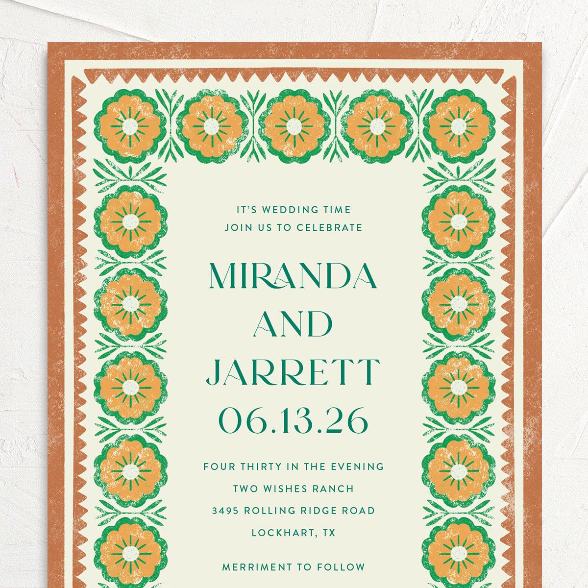Boho Frame Wedding Invitations Ultramarine Signature No
