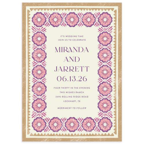 Boho Frame Wedding Invitations Iris Signature Blank No