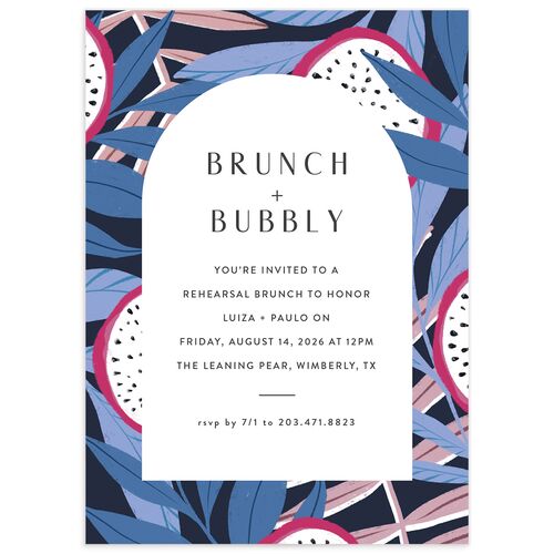 Vibrant Rio Rehearsal Dinner Invitations Dusty Blue Triple thick Blank