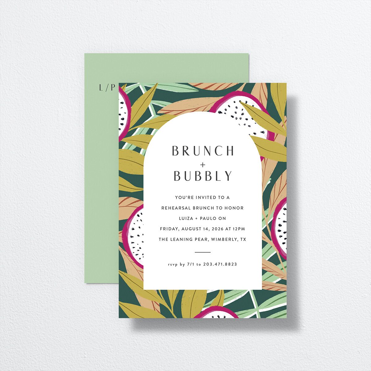 Vibrant Rio Rehearsal Dinner Invitations front-and-back