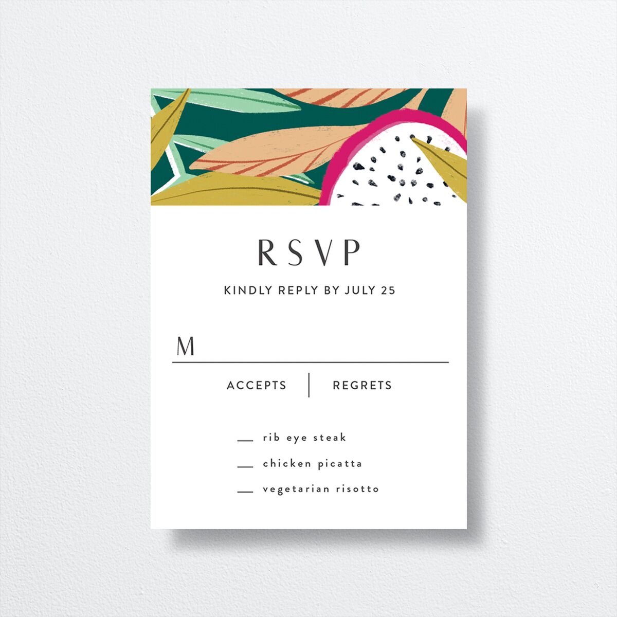 Vibrant Rio Wedding Response Cards front in teal