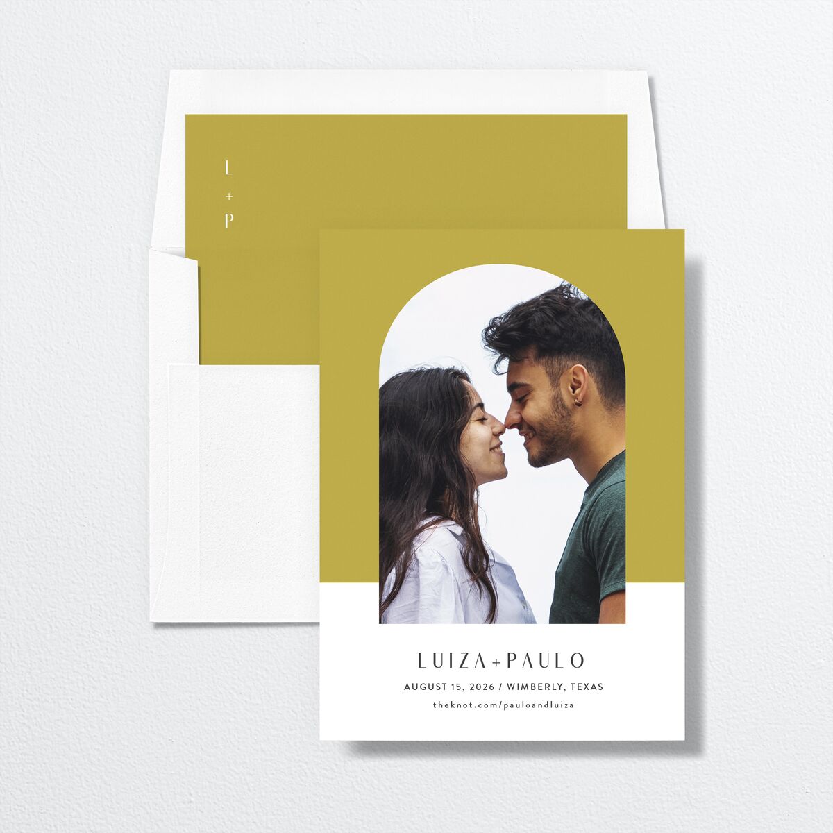 Vibrant Rio Save The Date Cards Golden Green Signature No