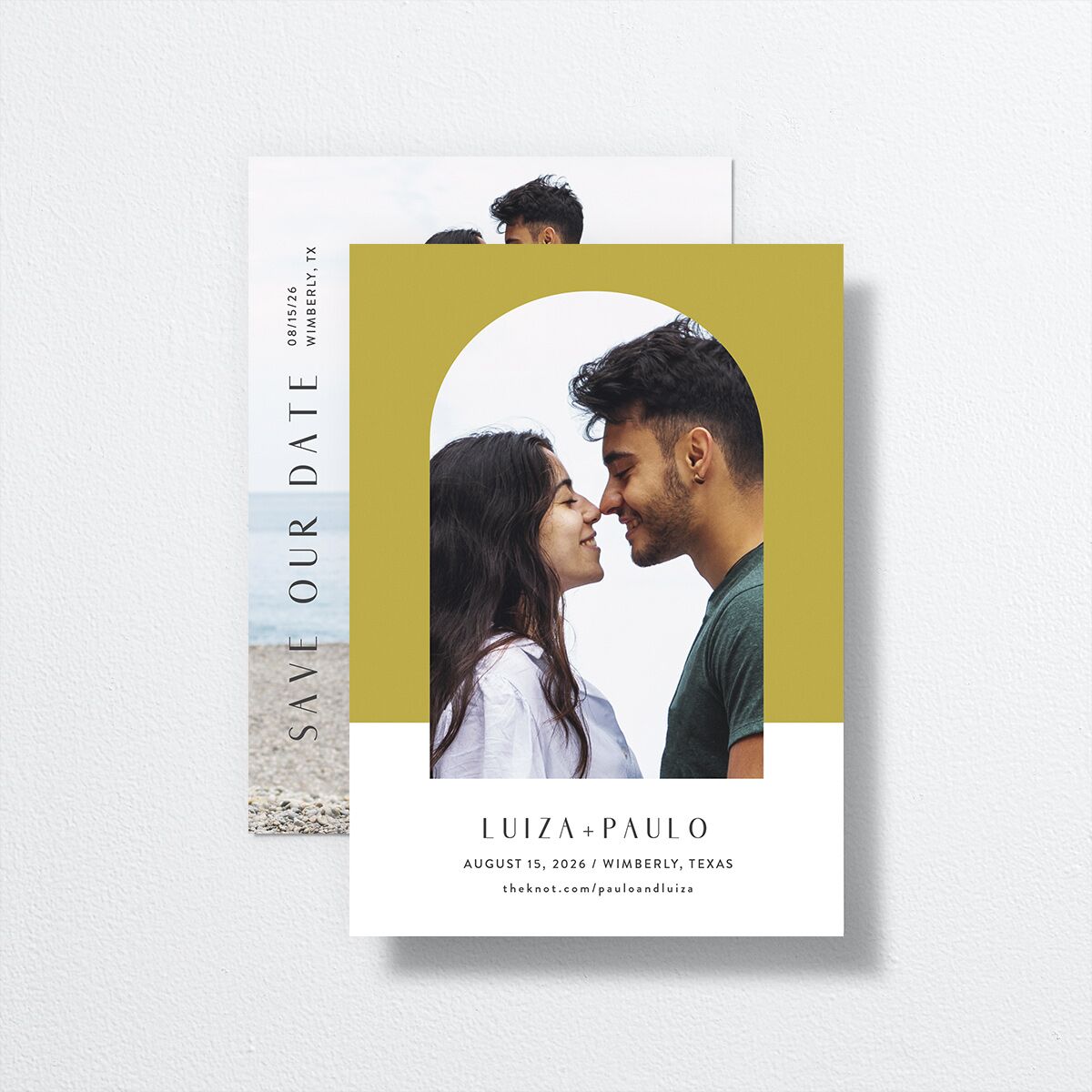Vibrant Rio Save The Date Cards Golden Green Signature No