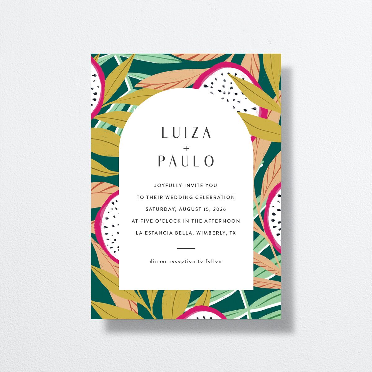 Vibrant Rio Wedding Invitations front in teal