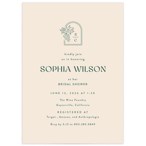 Modern Winery Bridal Shower Invitations Deep Lake Signature