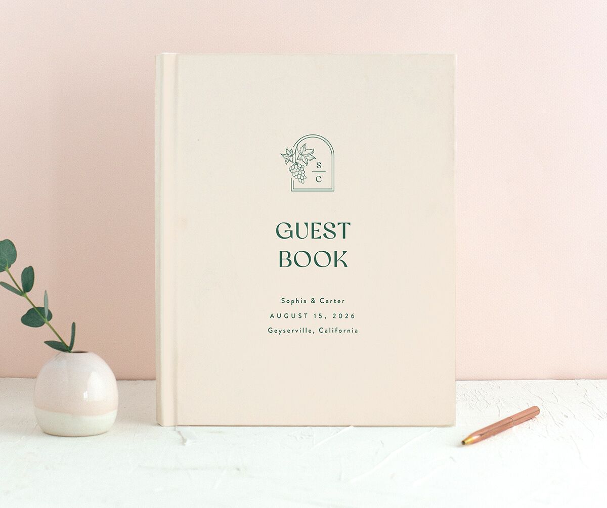 Modern Winery Wedding Guest Book Deep Lake