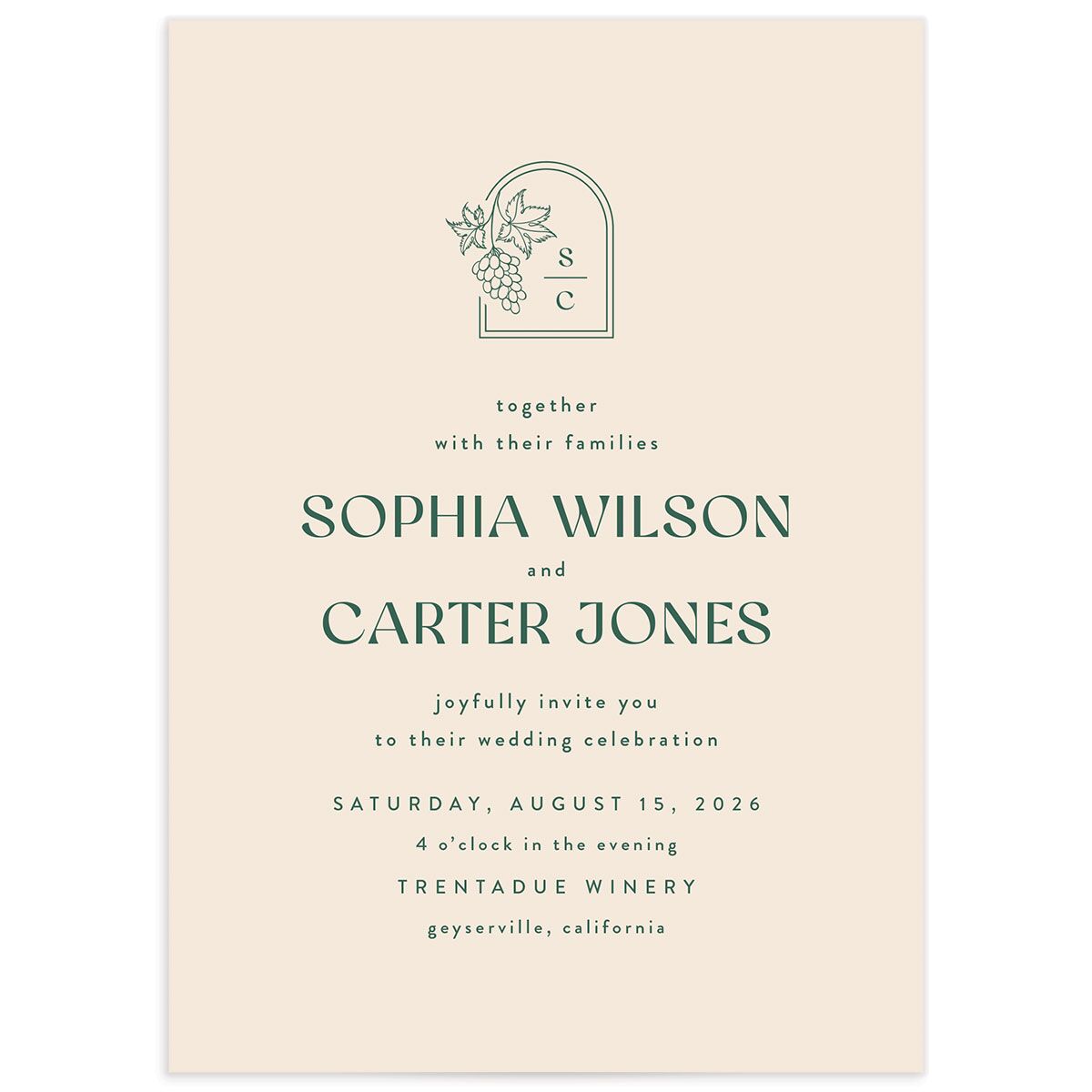 Modern Winery Wedding Invitations