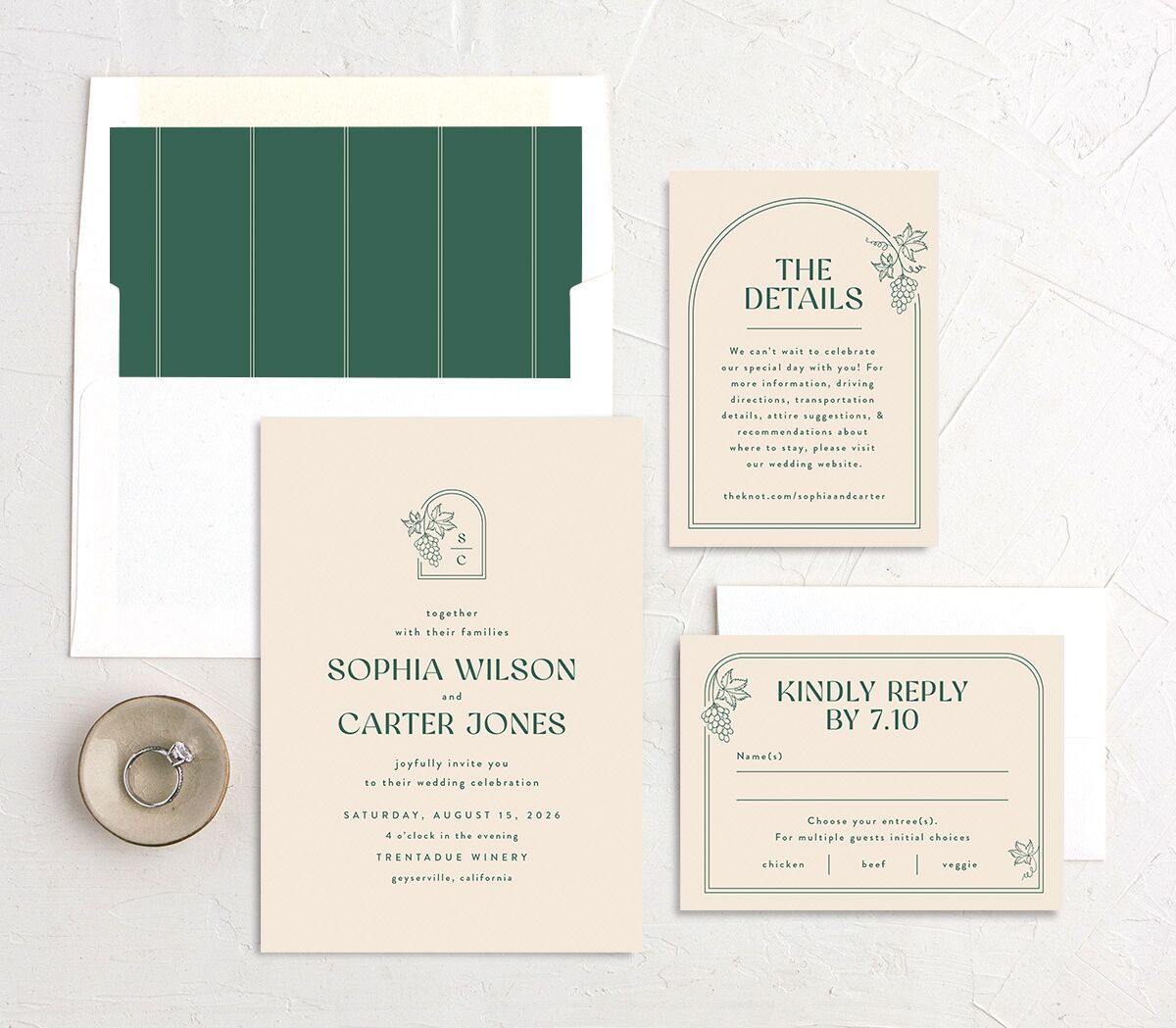 Modern Winery Wedding Invitations Deep Lake Signature No