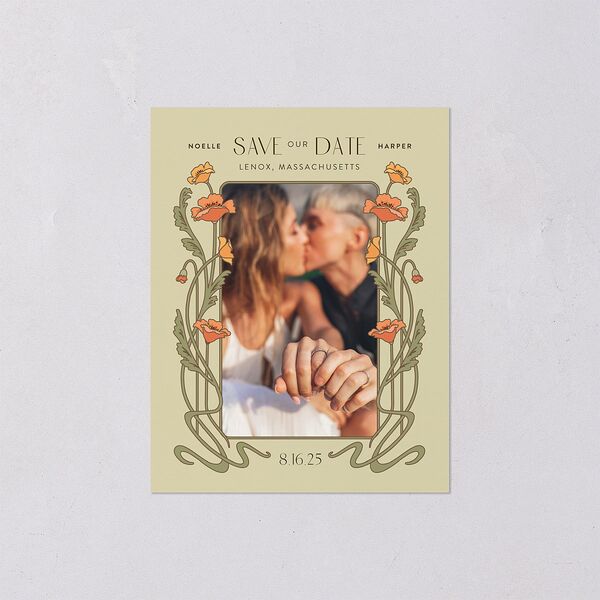 Vintage Nouveau Save the Date Petite Cards Pear Signature smooth Blank No Standard