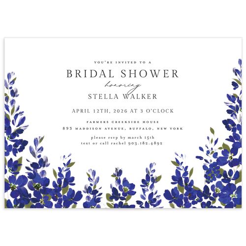 Delphinium Crest Bridal Shower Invitations Lavender Signature Blank