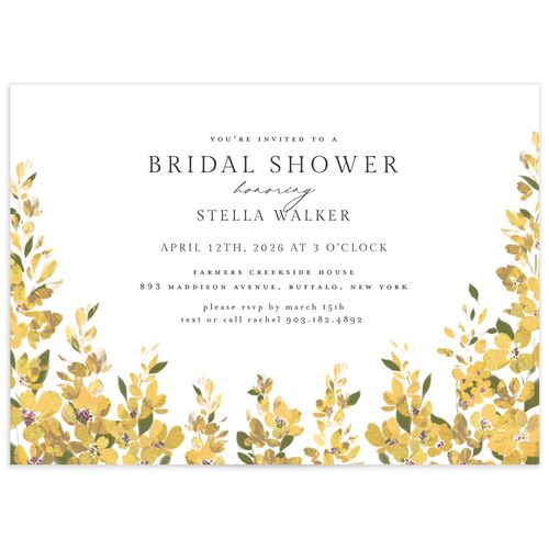 Delphinium Crest Bridal Shower Invitations - Yellow