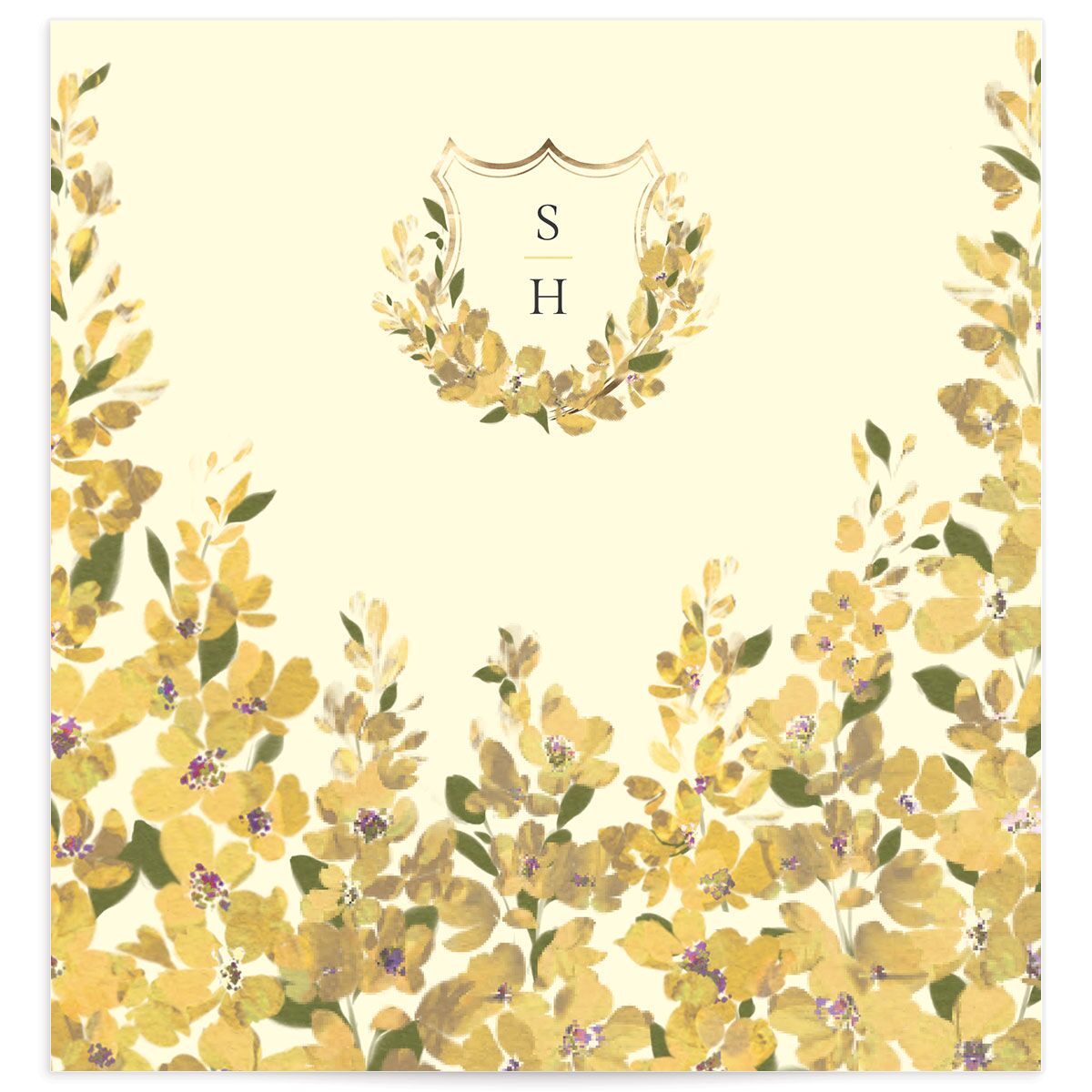 Delphinium Crest Envelope Liners front in yellow