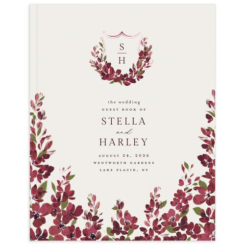 Delphinium Crest Guest Books Merlot