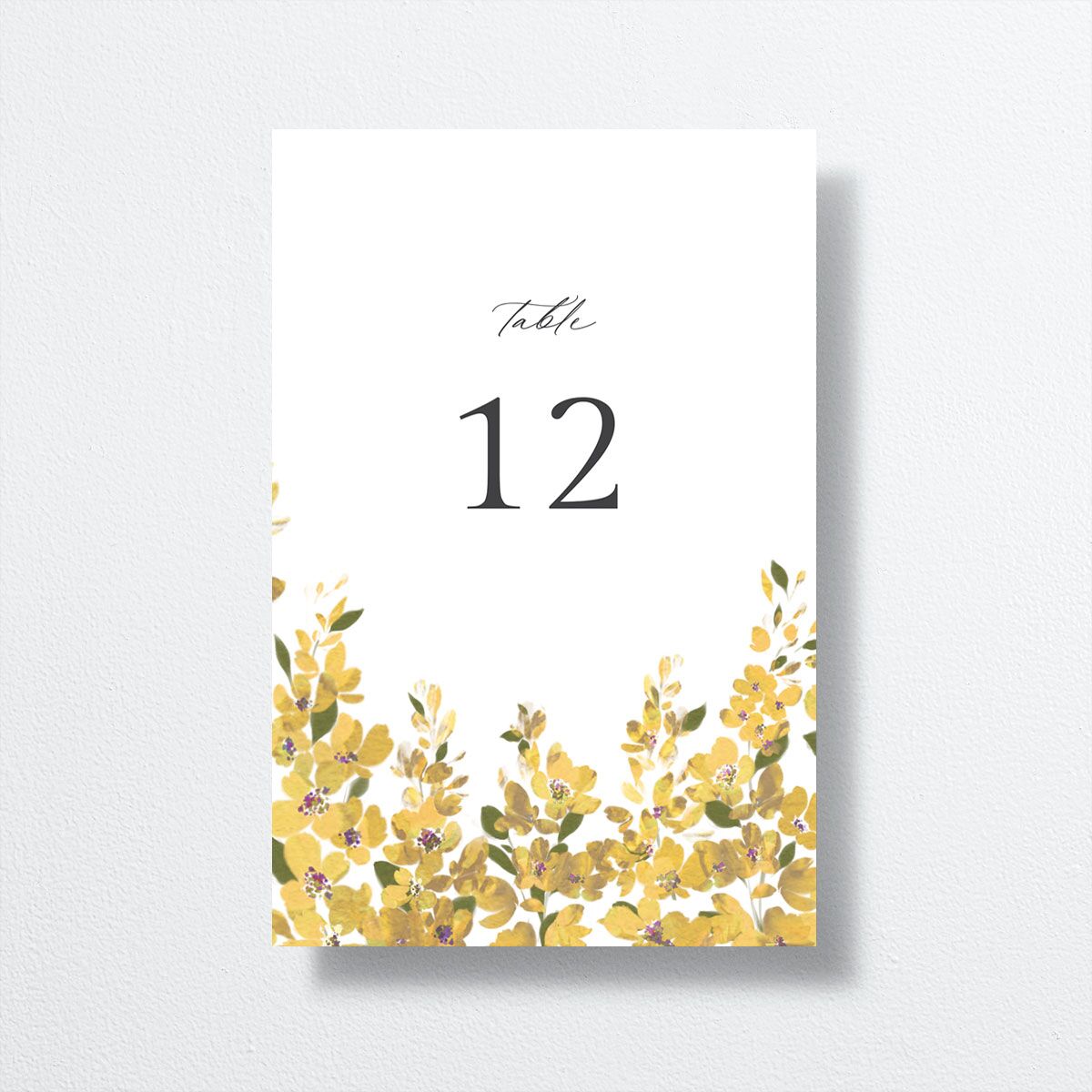 Delphinium Crest Table Numbers front in Yellow