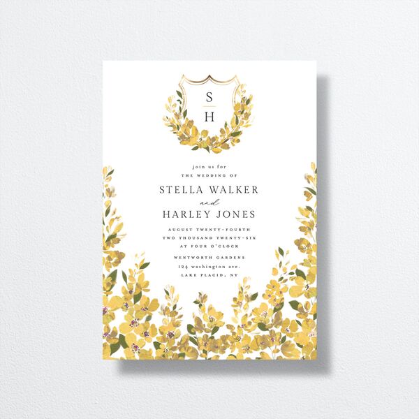 Delphinium Crest Wedding Invitations front