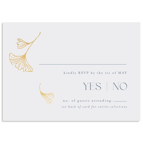 Ginkgo Leaves Wedding Response Cards Gold Regency Blue Signature Standard