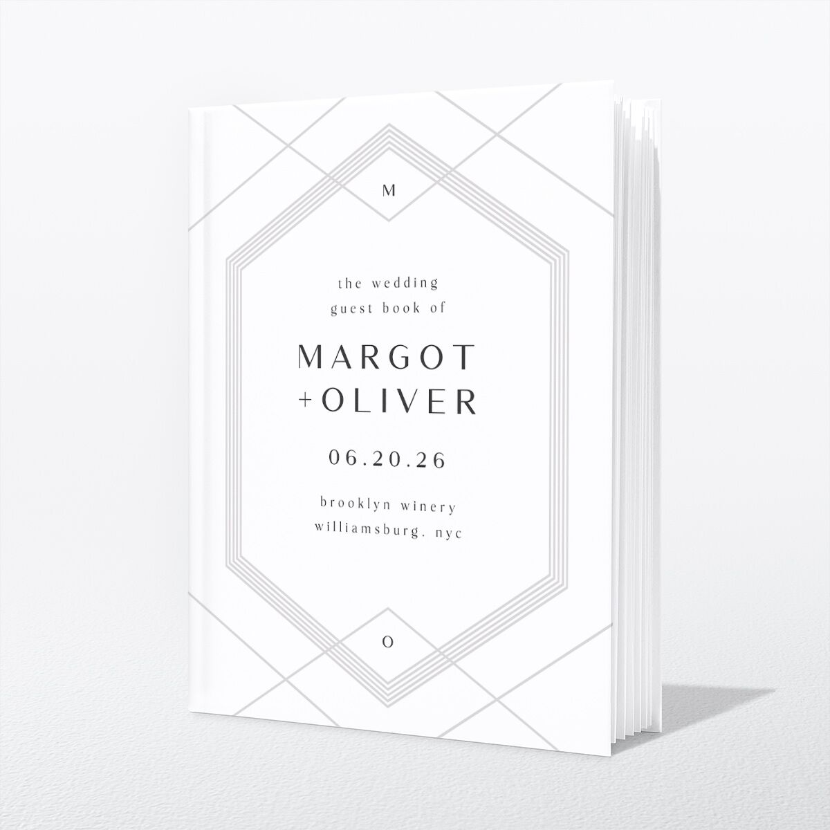 Geometric Elegance Wedding Guest Book front